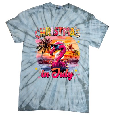 Christmas In July Flamingo Beach Summer Tie-Dye T-Shirt