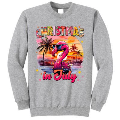 Christmas In July Flamingo Beach Summer Tall Sweatshirt