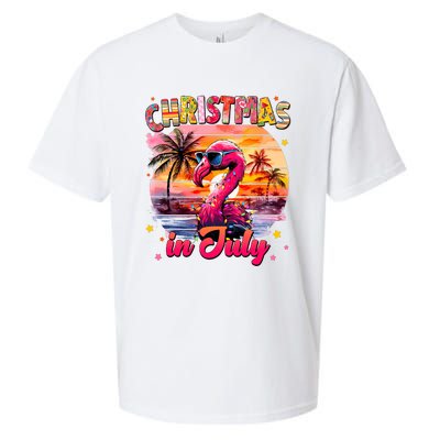 Christmas In July Flamingo Beach Summer Sueded Cloud Jersey T-Shirt