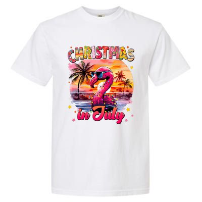 Christmas In July Flamingo Beach Summer Garment-Dyed Heavyweight T-Shirt