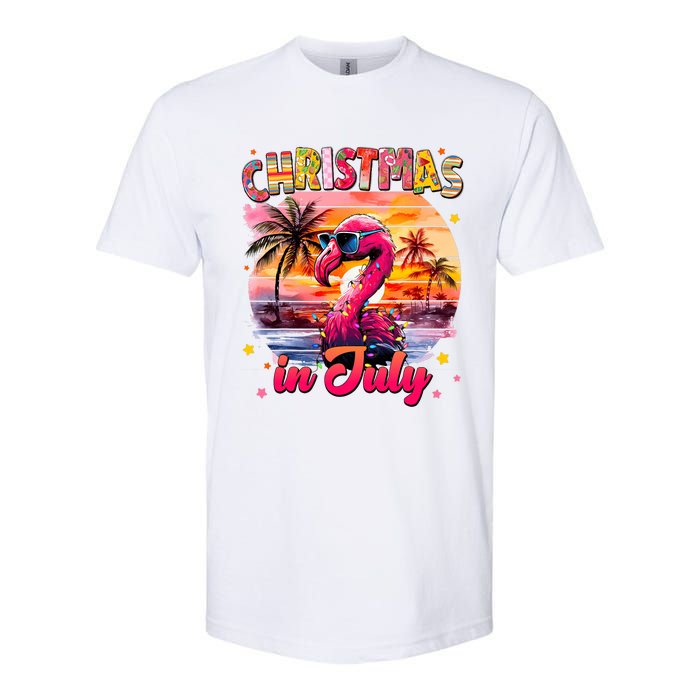 Christmas In July Flamingo Beach Summer Softstyle® CVC T-Shirt