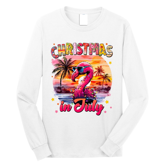 Christmas In July Flamingo Beach Summer Long Sleeve Shirt