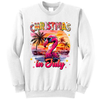 Christmas In July Flamingo Beach Summer Sweatshirt