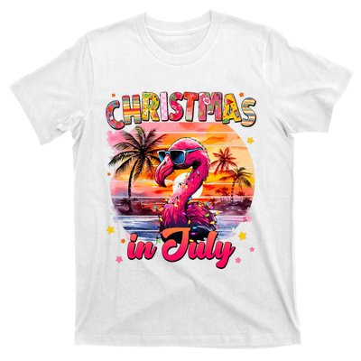 Christmas In July Flamingo Beach Summer T-Shirt