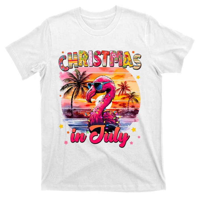 Christmas In July Flamingo Beach Summer T-Shirt