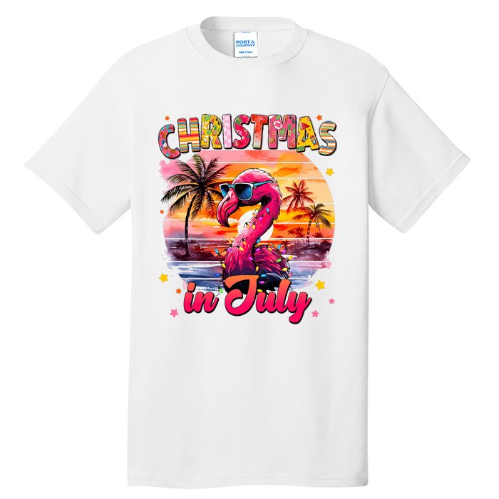 Christmas In July Flamingo Beach Summer Tall T-Shirt