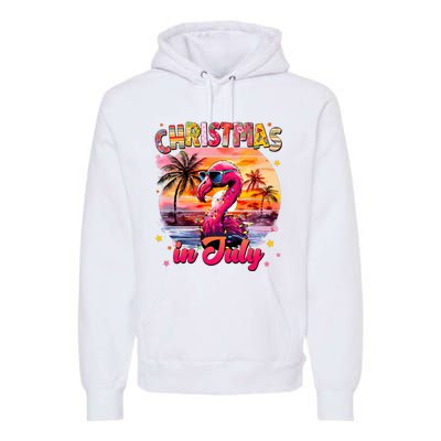 Christmas In July Flamingo Beach Summer Premium Hoodie