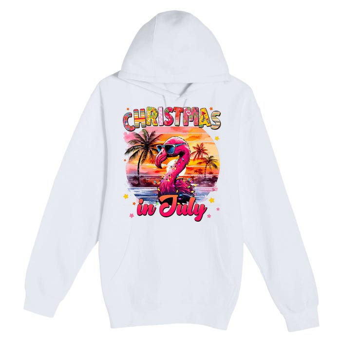 Christmas In July Flamingo Beach Summer Premium Pullover Hoodie