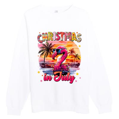 Christmas In July Flamingo Beach Summer Premium Crewneck Sweatshirt