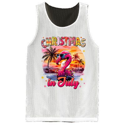 Christmas In July Flamingo Beach Summer Mesh Reversible Basketball Jersey Tank