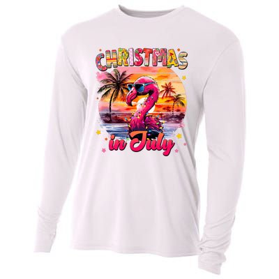 Christmas In July Flamingo Beach Summer Cooling Performance Long Sleeve Crew