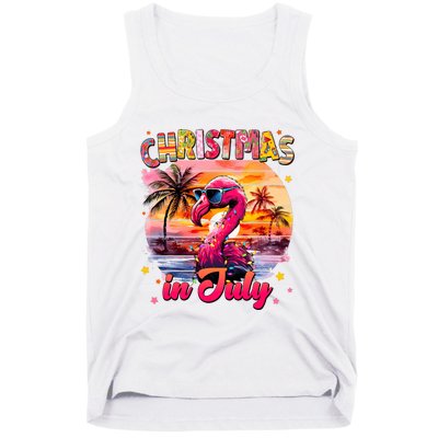 Christmas In July Flamingo Beach Summer Tank Top