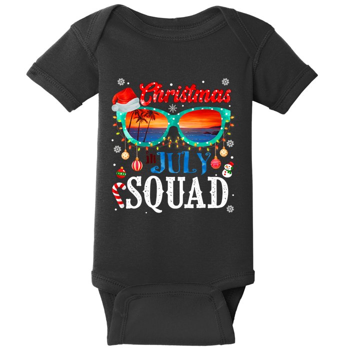 Christmas In July Squad Sunglasses Summer Beach Funny Xmas Baby Bodysuit