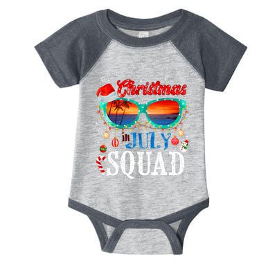 Christmas In July Squad Sunglasses Summer Beach Funny Xmas Infant Baby Jersey Bodysuit