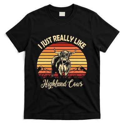 Cowgirl I Just Really Like Highland Cows Scottish Cow T-Shirt