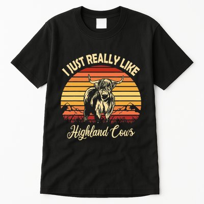 Cowgirl I Just Really Like Highland Cows Scottish Cow Tall T-Shirt
