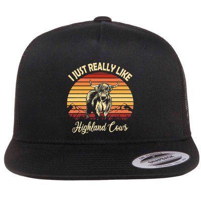 Cowgirl I Just Really Like Highland Cows Scottish Cow Flatbill Hat