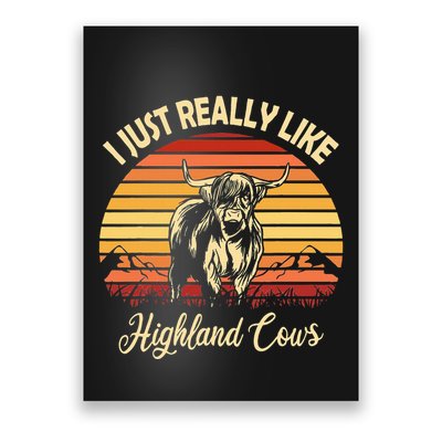 Cowgirl I Just Really Like Highland Cows Scottish Cow Poster
