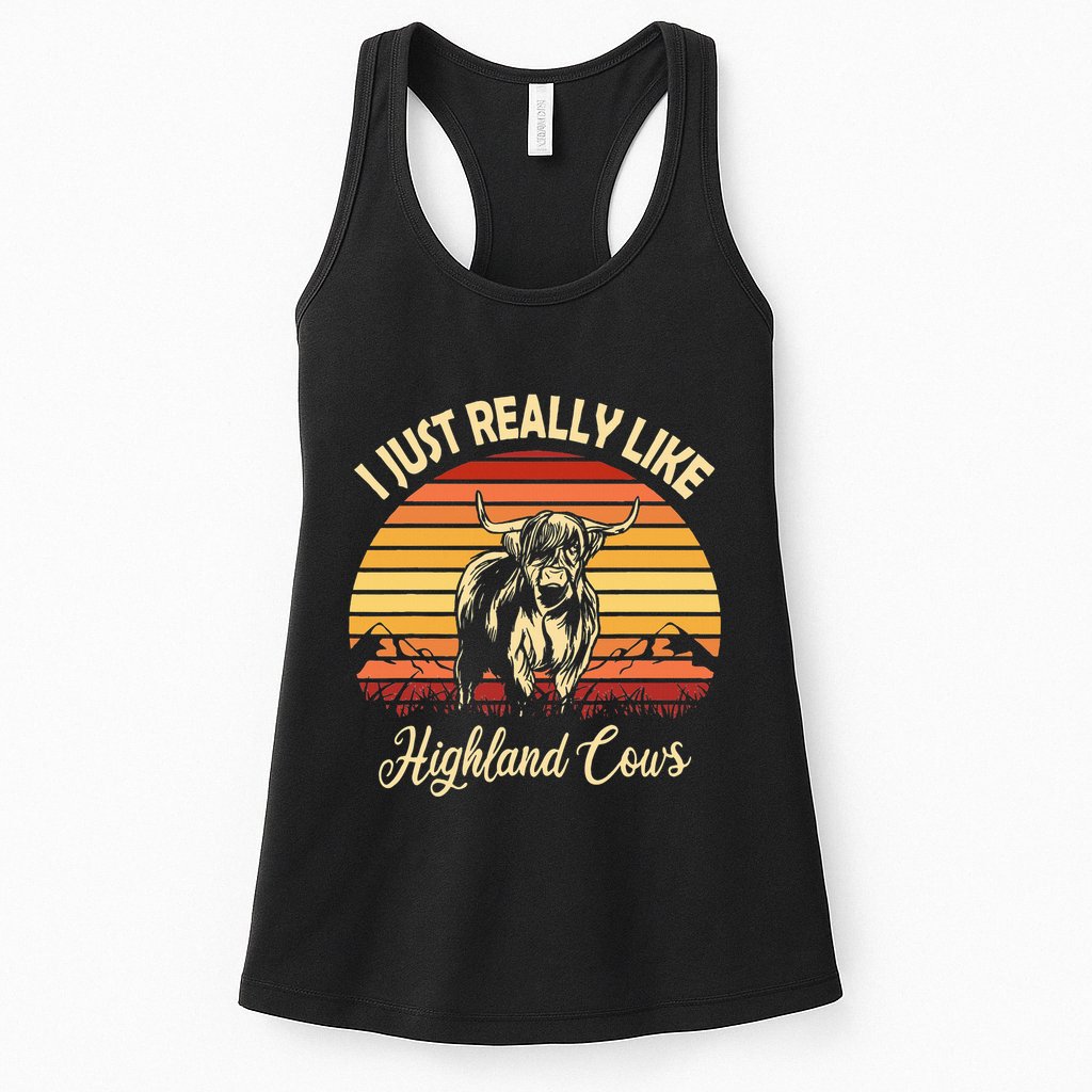 Cowgirl I Just Really Like Highland Cows Scottish Cow Womens Tank Top
