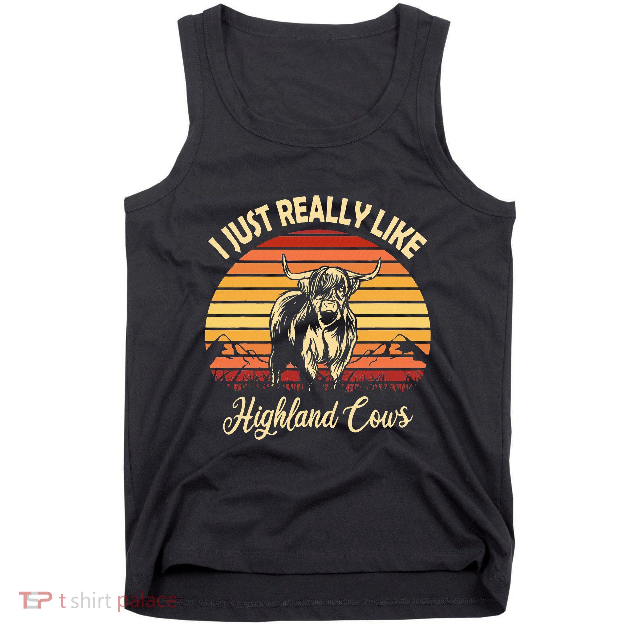 Cowgirl I Just Really Like Highland Cows Scottish Cow Tank Top