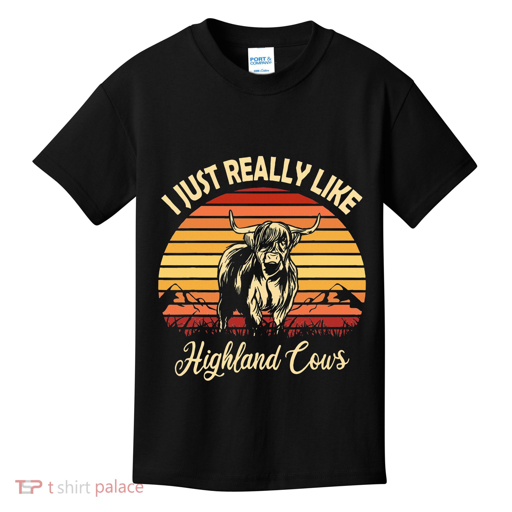 Cowgirl I Just Really Like Highland Cows Scottish Cow Kids T-Shirt