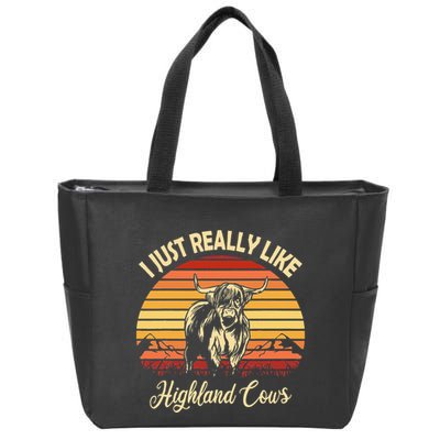 Cowgirl I Just Really Like Highland Cows Scottish Cow Zip Tote Bag