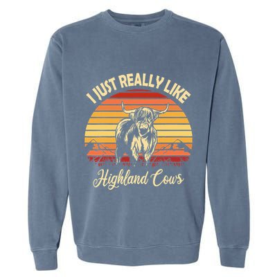 Cowgirl I Just Really Like Highland Cows Scottish Cow Garment-Dyed Sweatshirt