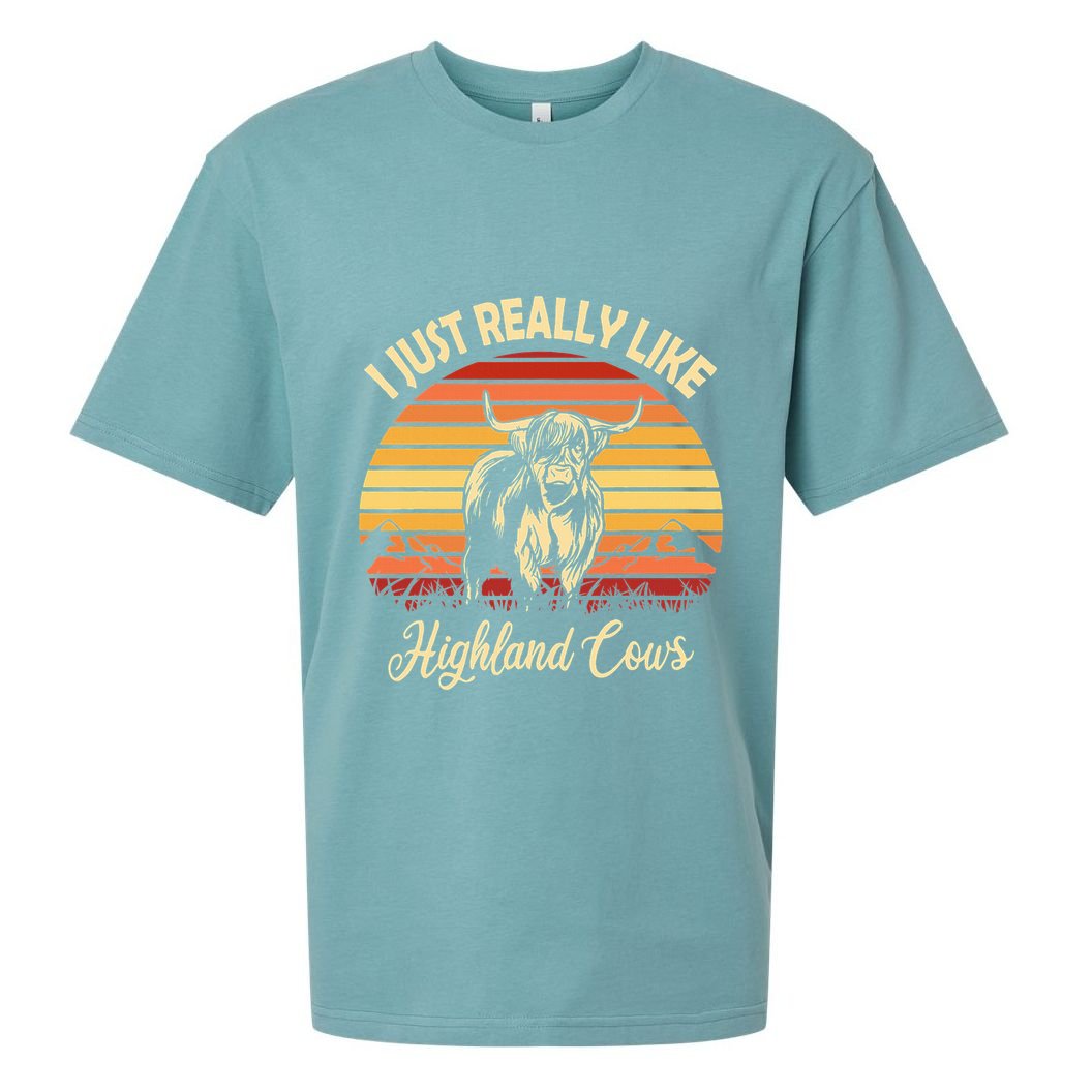 Cowgirl I Just Really Like Highland Cows Scottish Cow Sueded Cloud Jersey T-Shirt