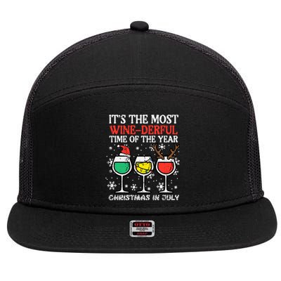 Christmas In July Most Winederful Time Funny Xmas 7 Panel Mesh Trucker Snapback Hat