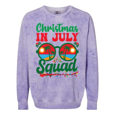 Christmas In July Squad Retro Sunglass Palm Tree Summer Xmas Colorblast Crewneck Sweatshirt