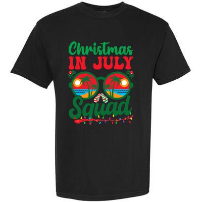 Christmas In July Squad Retro Sunglass Palm Tree Summer Xmas Garment-Dyed Heavyweight T-Shirt