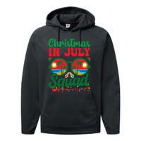 Christmas In July Squad Retro Sunglass Palm Tree Summer Xmas Performance Fleece Hoodie