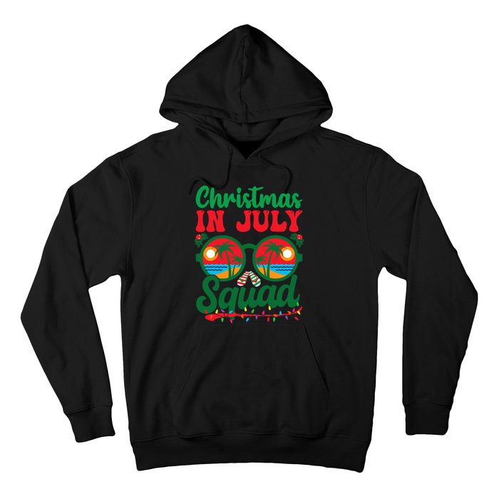 Christmas In July Squad Retro Sunglass Palm Tree Summer Xmas Hoodie