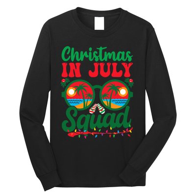 Christmas In July Squad Retro Sunglass Palm Tree Summer Xmas Long Sleeve Shirt