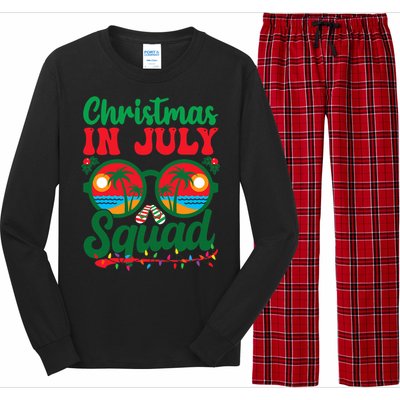 Christmas In July Squad Retro Sunglass Palm Tree Summer Xmas Long Sleeve Pajama Set