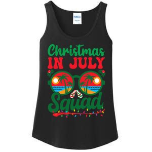 Christmas In July Squad Retro Sunglass Palm Tree Summer Xmas Ladies Essential Tank