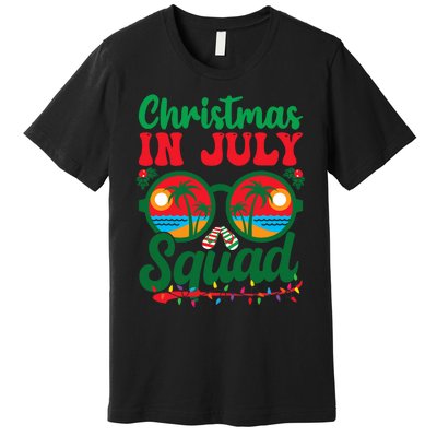 Christmas In July Squad Retro Sunglass Palm Tree Summer Xmas Premium T-Shirt