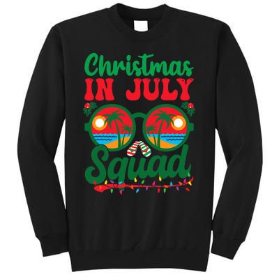 Christmas In July Squad Retro Sunglass Palm Tree Summer Xmas Tall Sweatshirt