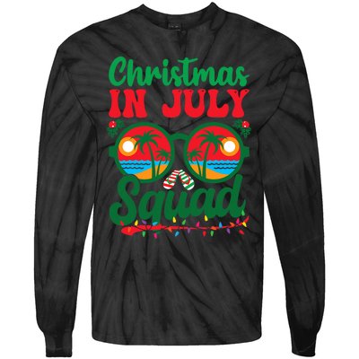 Christmas In July Squad Retro Sunglass Palm Tree Summer Xmas Tie-Dye Long Sleeve Shirt