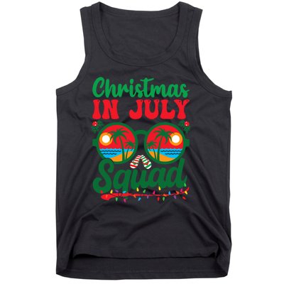 Christmas In July Squad Retro Sunglass Palm Tree Summer Xmas Tank Top