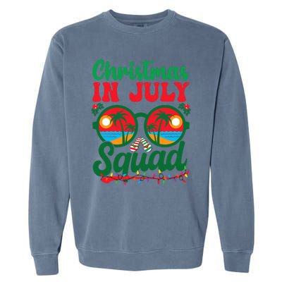 Christmas In July Squad Retro Sunglass Palm Tree Summer Xmas Garment-Dyed Sweatshirt