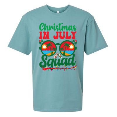 Christmas In July Squad Retro Sunglass Palm Tree Summer Xmas Sueded Cloud Jersey T-Shirt