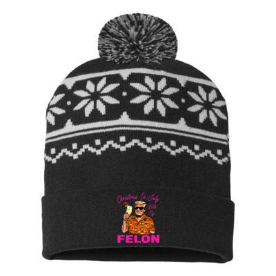 Christmas In July With My Felon Trump 2024 Summer Vacation USA-Made Snowflake Beanie