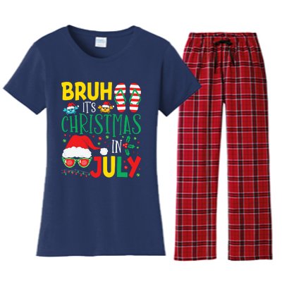 Christmas In Julys For Wo Bruh Summer Santa Women's Flannel Pajama Set