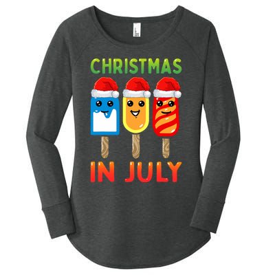 Christmas In July Santa Hat Ice Pops Funny Women's Perfect Tri Tunic Long Sleeve Shirt