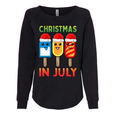 Christmas In July Santa Hat Ice Pops Funny Womens California Wash Sweatshirt