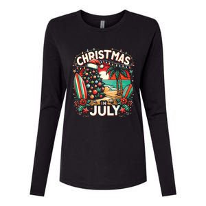 Christmas In July Summer Beach Vacation Xmas Womens Cotton Relaxed Long Sleeve T-Shirt