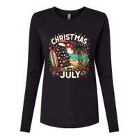 Christmas In July Summer Beach Vacation Xmas Womens Cotton Relaxed Long Sleeve T-Shirt