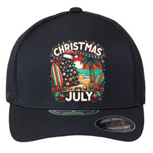 Christmas In July Summer Beach Vacation Xmas Flexfit Unipanel Trucker Cap