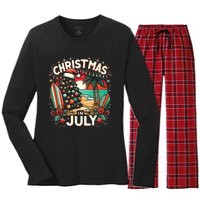 Christmas In July Summer Beach Vacation Xmas Women's Long Sleeve Flannel Pajama Set 